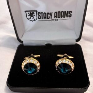 Stacy Adams Gold and Teal Cufflinks